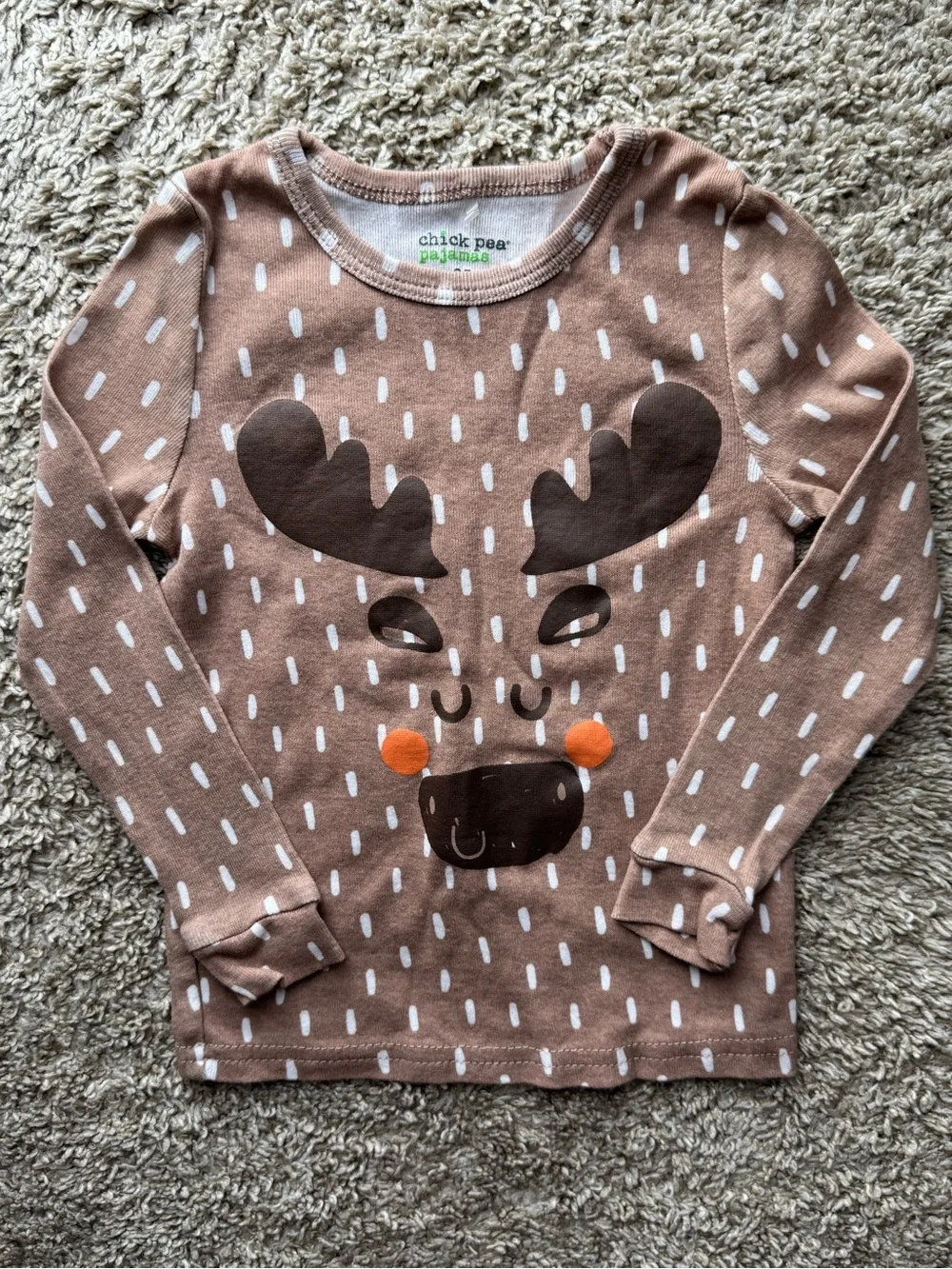 Chick Pea Pajamas Reindeer 2T Brown Cotton Pajama Set